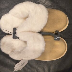 Cozy White and Gold Slippers